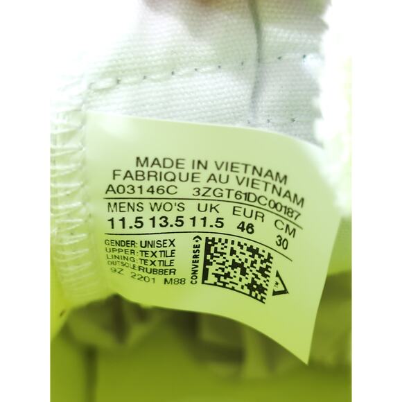 Converse UNT1TL3D Not A Chuck Yellow Hi top Shoes Size 11.5 Mens - Picture 9 of 9